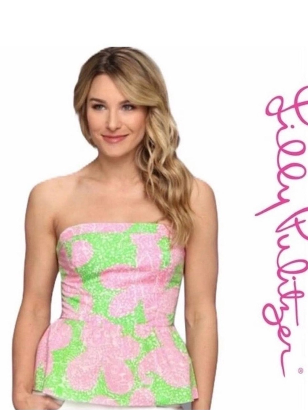 Strapless Peplum Top in Shandy Limeade "Cheat Ya' pattern